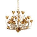 Chandelier with full adjustable chain and ceiling mount visible on white background