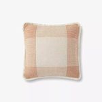 Product Image 1 for Natural / Rust Fringed Geometric Woven Plaid Throw Pillow from Loloi