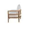 Repeat of left profile with curved teak armrest and white cushion