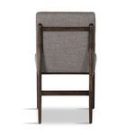 Rear view of Abida Alcala Nickel Dining Chair showing exposed wood frame and upholstery back
