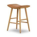 Union Sedona Butterscotch Bar Stool with sculptural solid American oak frame and curved butterscotch leather seat
