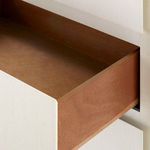 Open drawer inside Barrett dresser showing smooth wood interior with natural finish