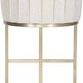 Back view highlighting vertical stitching on the upholstered backrest and curved metal base frame