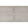 Close-up top view focusing on evenly spaced horizontal slats of the table surface with groove details