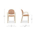 Soren outdoor dining chair with dimensions shown: 33.5in height, 22in width, and 18.1in seat height