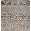 Cashel Tribal Rug with gray, tan, blush tribal diamond design and distressed black accents