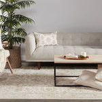 Macro detail focusing on intricate weaving pattern and distressed look with cream and taupe tones.