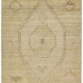 Fayola handknotted medallion rug in green with classic Turkish Kars style pattern and subtle cream fringe