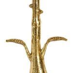 Close-up of gold leaf textured stem and two leaves sprouting near the base of Rama Lamp