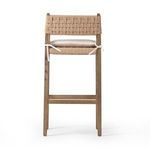 Rear view of Hamlin Stool showing woven back support and tied cushion ties