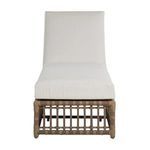 Newport Onyx Woven Chaise with beige cushion and open lattice woven rattan base in natural finish
