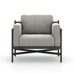 Hearst Outdoor Chair front view angle with textured upholstery and dark bronze metal frame