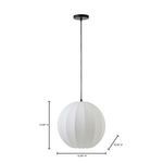 Illume pendant with dimension lines showing 15 inch height and 16 inch diameter