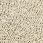 Close-up showing chunky chevron weave and natural fiber texture of jute rug