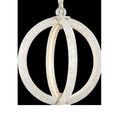 Chandelier from diagonal angle showing two full intersecting orbs and hanging chain attachment
