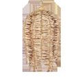Bell-shaped pendant light made from bleached coconut shells pinned on wrought iron ribs in coco cream finish