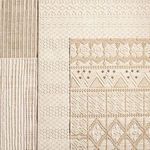 comparison of similar beige rugs showing varied tribal and geometric pattern textures side by side