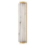 Side view of Hillside large wall sconce showing slim brass backplate and depth of marble fluting.