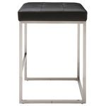 Chi Counter Stool side view highlighting sleek stainless steel frame and black seat cushion