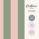 Wallpaper with Cath Kidston logo and three circular paint match colors on the side