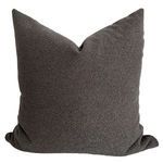 Square pillow cover in deep graphite gray with textured woven fabric, plush and softly structured