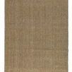 Rectangular hand-woven seagrass area rug in natural beige and tan tones with a tight woven pattern