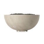 Side profile of fire table showing gas control valve on smooth concrete base