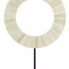 Circular decorative Bone Disc with segmented ivory-colored resin on black rectangular base