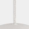 White handcrafted pendant lamp made from coiled cotton cord with small gaps for warm light glow