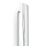 Close-up angled view emphasizing the overlapping steel sheet and polished metal finish