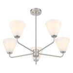 View of Blair chandelier from below showing downward facing swirled glass shades