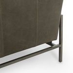 Close-up of the leather upholstery texture and stitching on the back of the Vanna Sofa