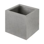 Angled side view showing square shape and open top of the planter