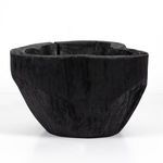 Top interior of larger bowl with visible organic cracks and textured wood grain