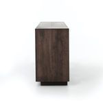 Side view showing depth and straight lined design of sideboard on plinth base