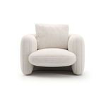 Overlap Accent Chair front view highlighting thick cushion and vertical seam detailing on armrests
