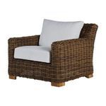 Montauk Raffia Lounge chair with white cushions shown from front-left angle
