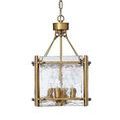 Glenn chandelier front view on white background with clear textured glass surrounding metal center