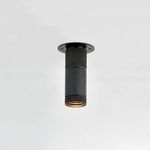 Distressed Bronze Dighton Flush Mount unlit with bottom lens showing inside gold reflector