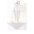 Empyrean Chandelier front view hanging from chain with geometric shapes in white texture