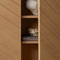 Another close-up of the bowl embedded on a shelf with matching earthy toned decor