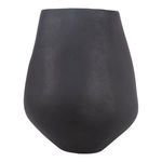 Black, hand-sculpted Voss decorative vessel with a rounded bottom and textured surface