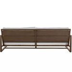Back view of dark bronze aluminum frame showing slatted design on Avondale Aluminum Sofa