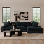 Full three-piece Plunge sectional including chaise with decorative pillows in a modern living space