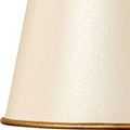 Close-up showing detailed crackled ivory finish and gold trim of tapered chandelier shade