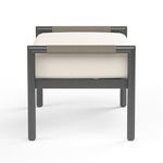 Pietra Ottoman rear view highlighting symmetrical rope detailing on the arms and sturdy frame