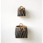 Product Image 2 for Set Of 2 Beige & Black Wicker Baskets With Handles & Tassels from Creative Co-Op