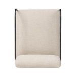 Fenn Dining Chair viewed from top down, focusing on the squared cream fabric seat and backrest