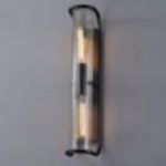 Side profile of brushed brass model showing rounded top frame and ribbed glass texture