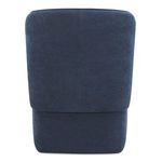 Back view showing smooth fabric upholstery and subtle seam in navy blue fabric
